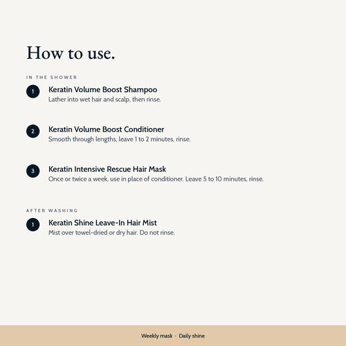 How to use the Keratin Rescue & Shine Set