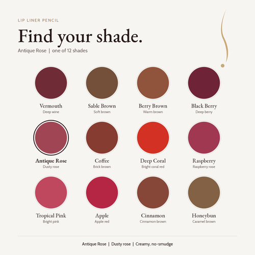 Lip Liner Pencil - Antique Rose shade card