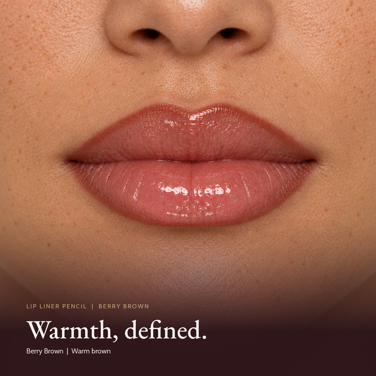 Model wearing Lip Liner Pencil - Berry Brown
