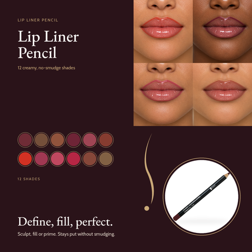 Lip Liner Pencil - 12 Shades | No-Smudge Formula