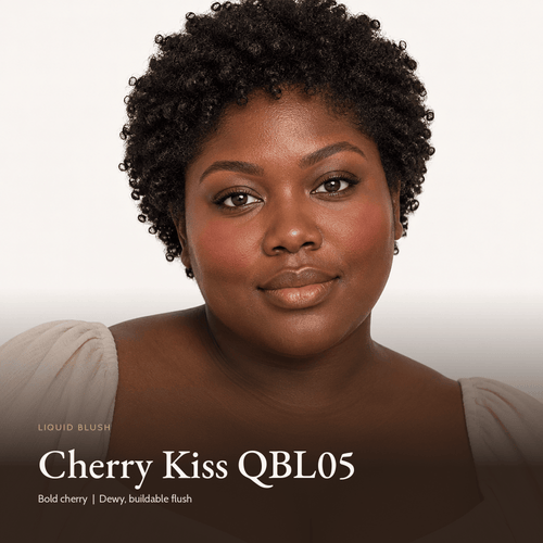 Model with Liquid Blush in Cherry Kiss QBL05