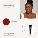 Liquid Blush Cherry Kiss shade swatch with model