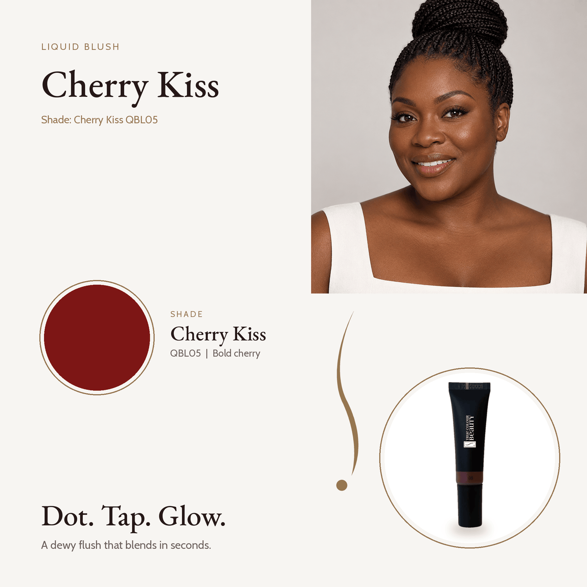 Liquid Blush Cherry Kiss shade swatch with model