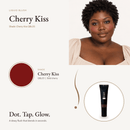Liquid Blush Cherry Kiss shade swatch with model