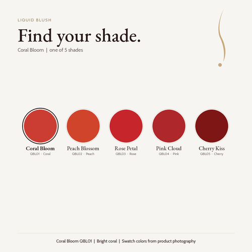 Liquid Blush shade chart with Coral Bloom selected