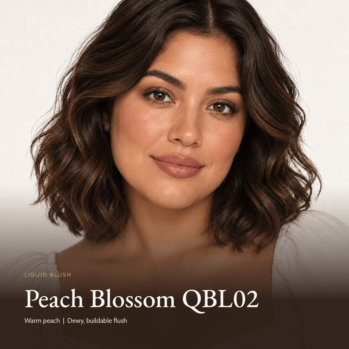 Model with Liquid Blush in Peach Blossom QBL02