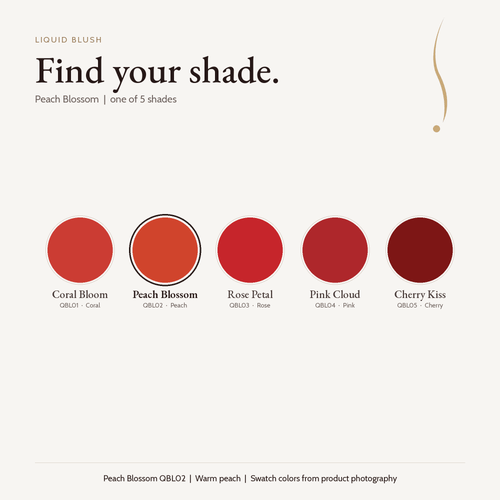Liquid Blush shade chart with Peach Blossom selected