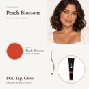 Liquid Blush Peach Blossom shade swatch with model