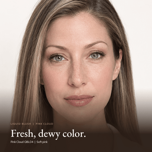 Close-up of model for Liquid Blush in Pink Cloud
