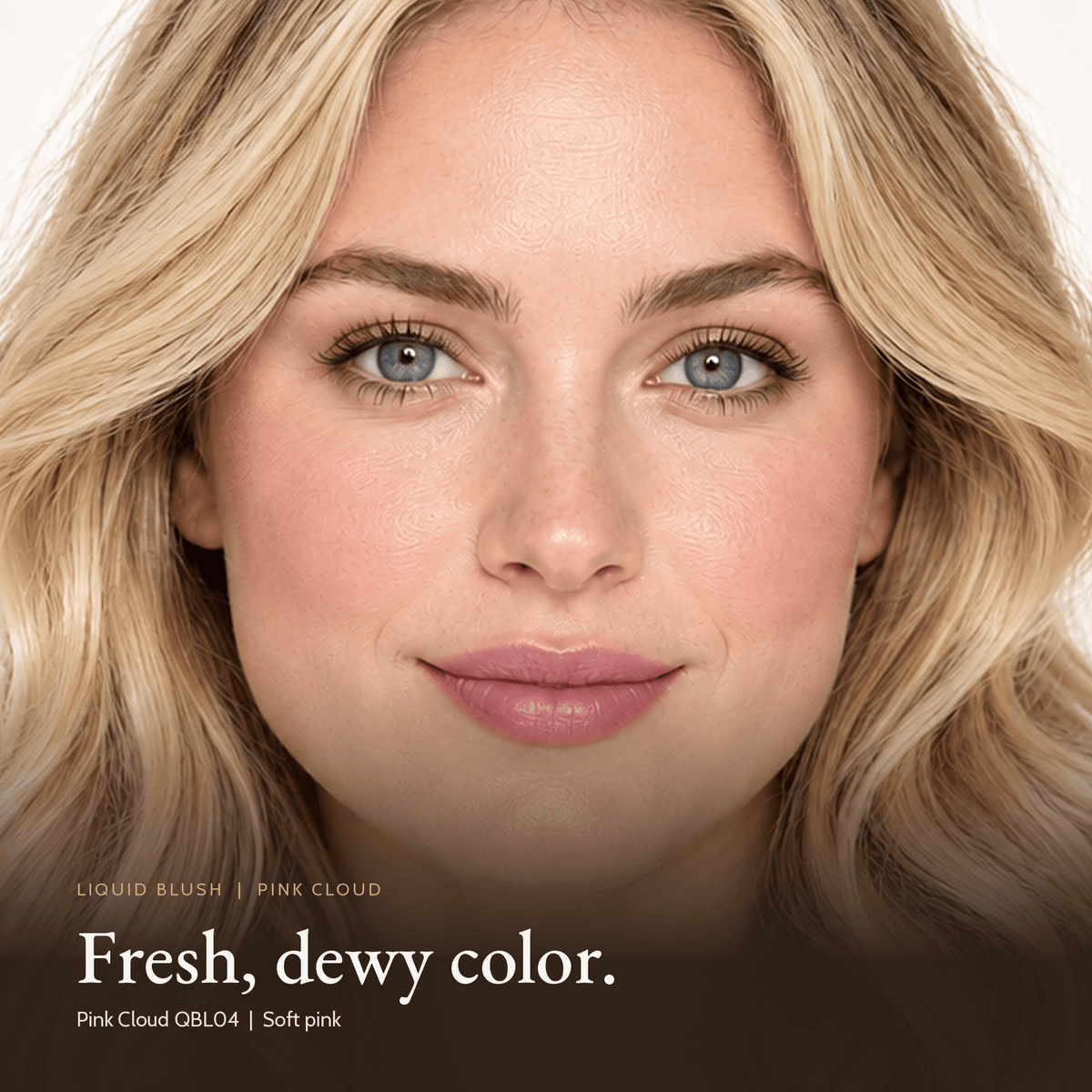 Close-up of model for Liquid Blush in Pink Cloud