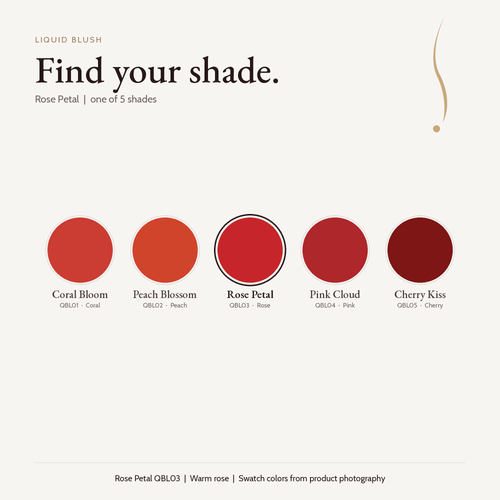 Liquid Blush shade chart with Rose Petal selected