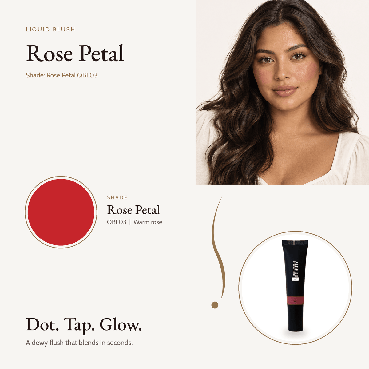 Liquid Blush Rose Petal shade swatch with model