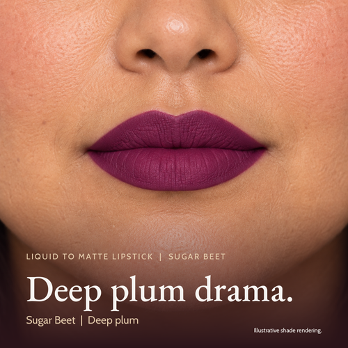 Model wearing Liquid to Matte Lipstick - Sugar Beet