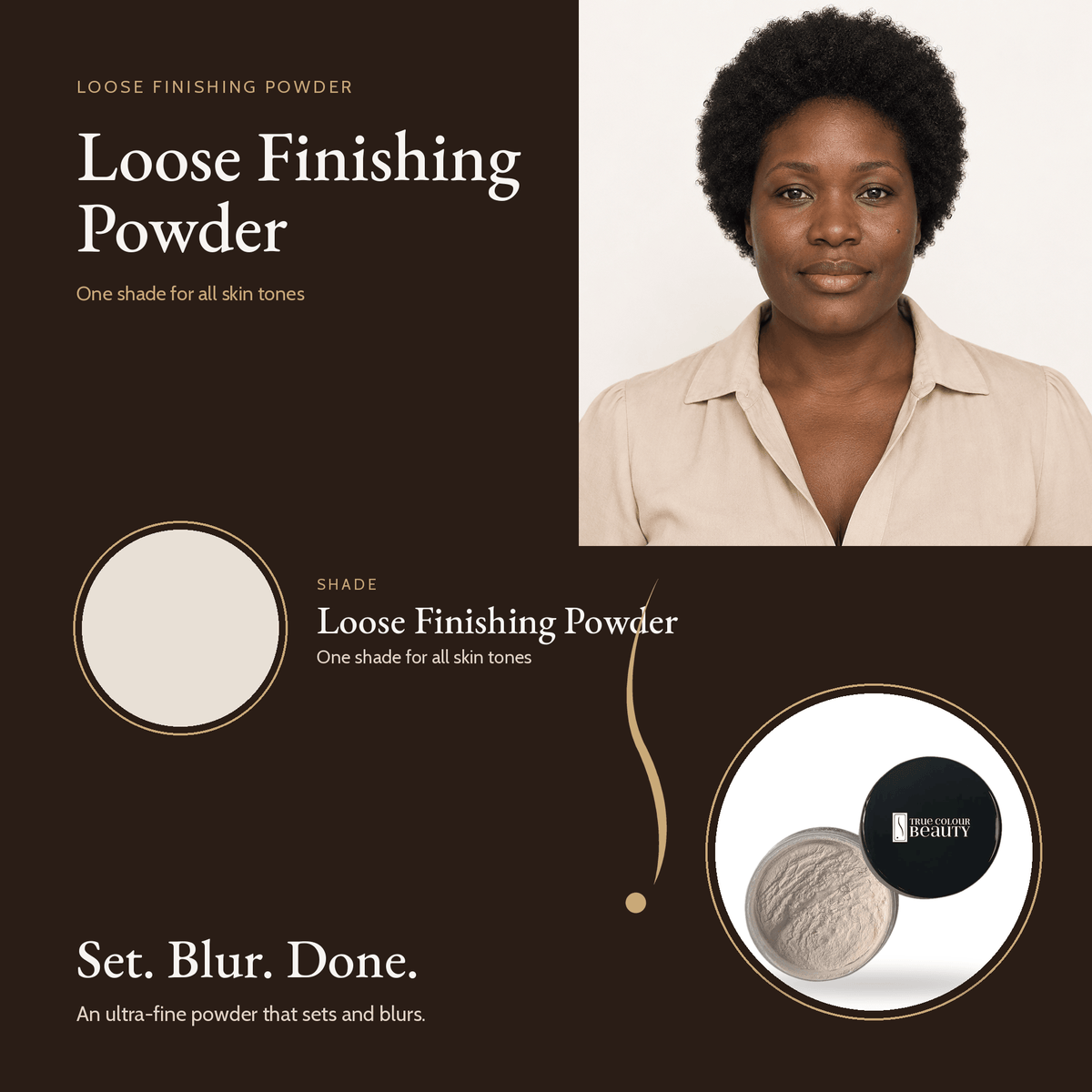 Loose Finishing Powder swatch with model