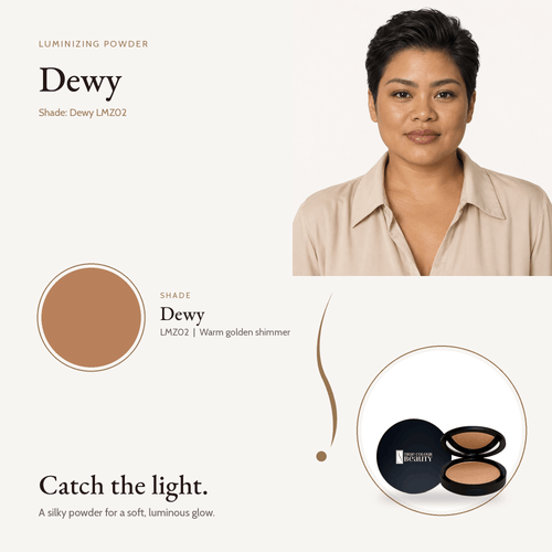 Luminizing Powder Dewy shade swatch with model