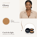 Luminizing Powder Glowy shade swatch with model