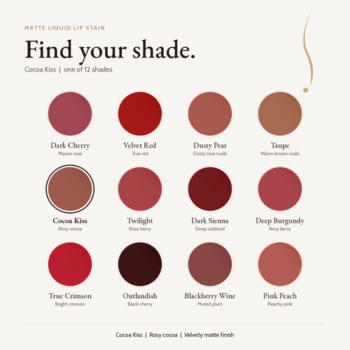 Matte Liquid Lip Stain - Cocoa Kiss shade card