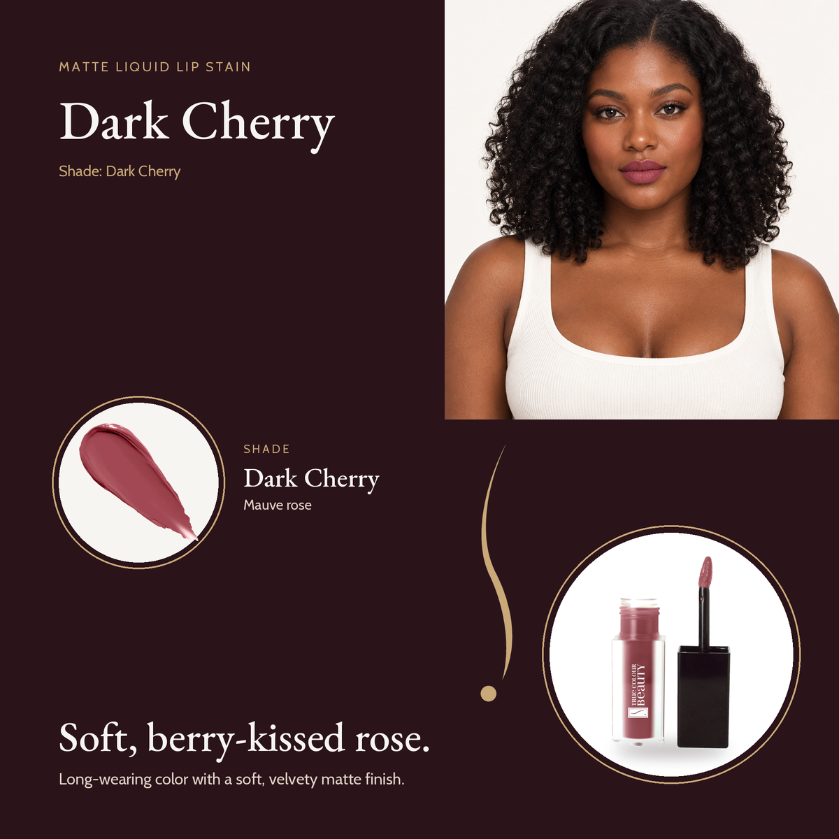 Matte Liquid Lip Stain - Dark Cherry shade card