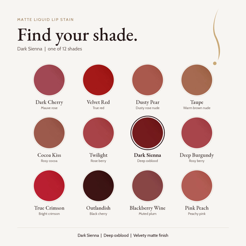 Matte Liquid Lip Stain - Deep Burgundy shade card