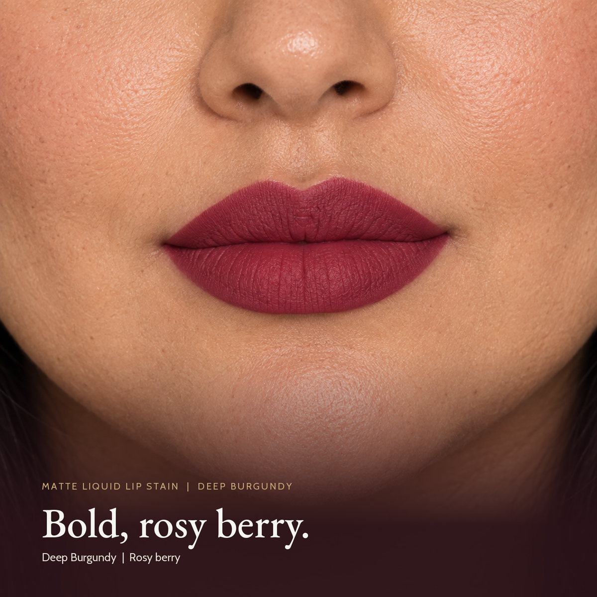Model wearing Matte Liquid Lip Stain - Dark Sienna