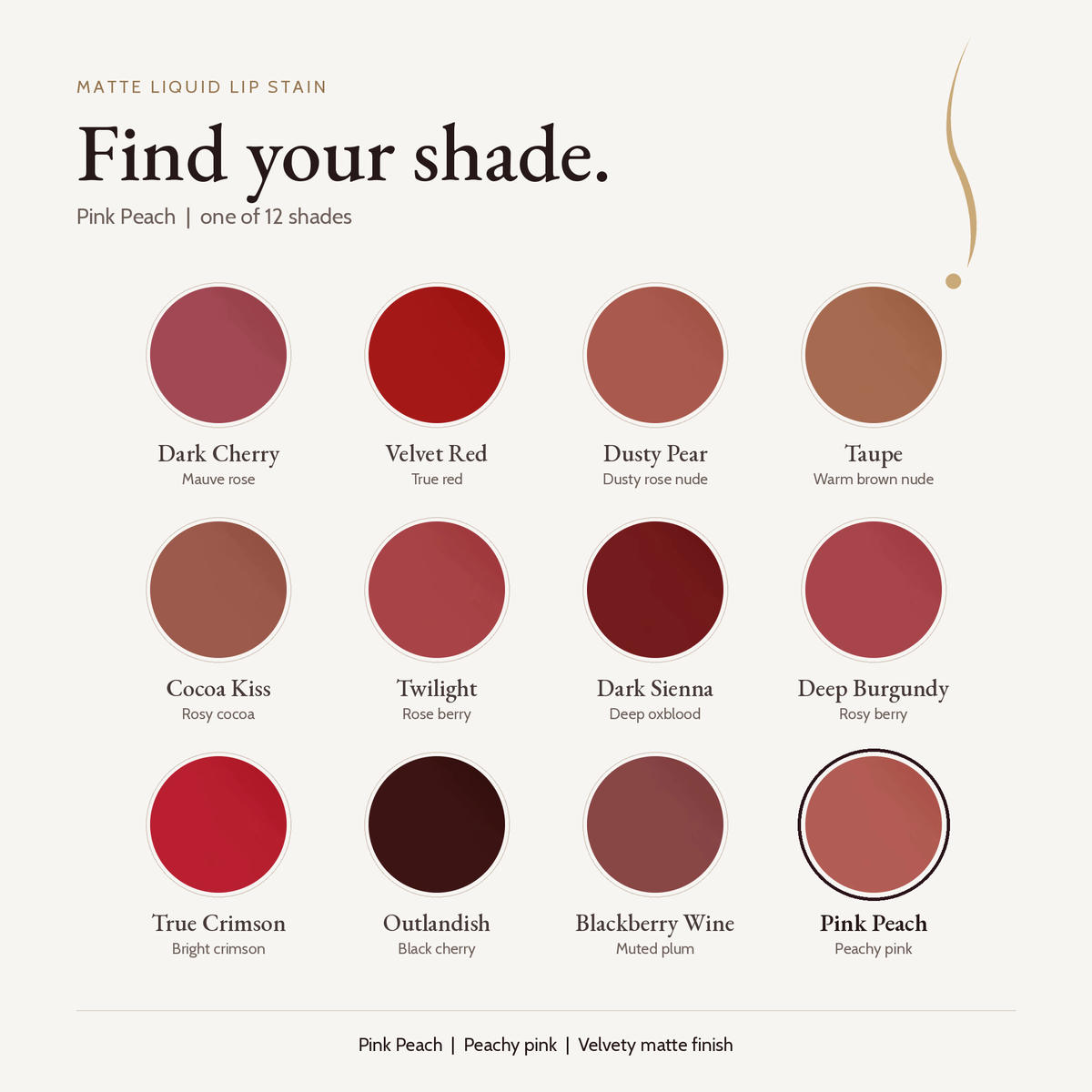 Matte Liquid Lip Stain - Pink Peach shade card