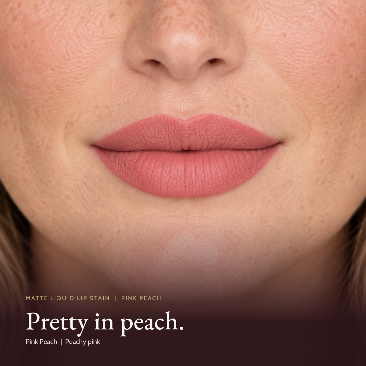 Model wearing Matte Liquid Lip Stain - Pink Peach