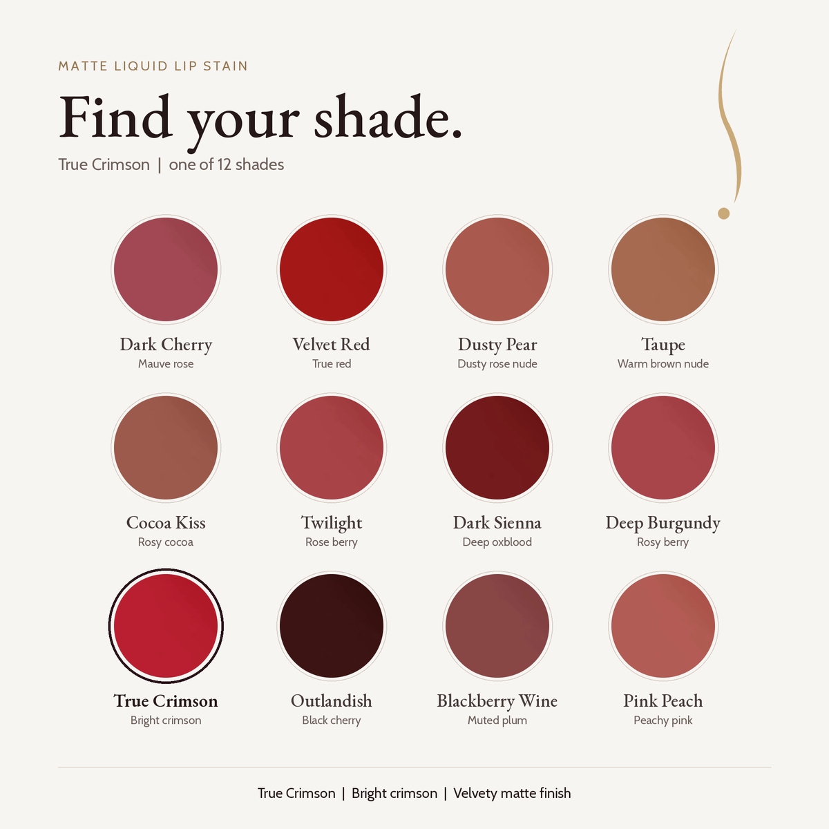 Matte Liquid Lip Stain - True Crimson shade card