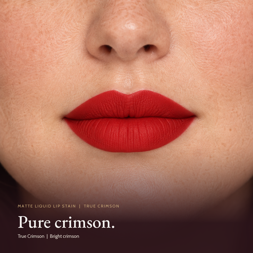 Model wearing Matte Liquid Lip Stain - True Crimson