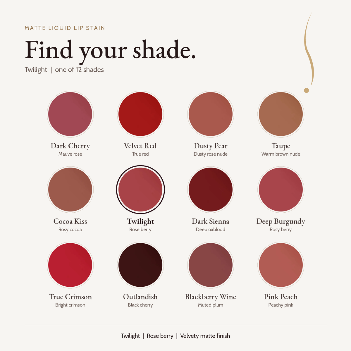 Matte Liquid Lip Stain - Twilight shade card