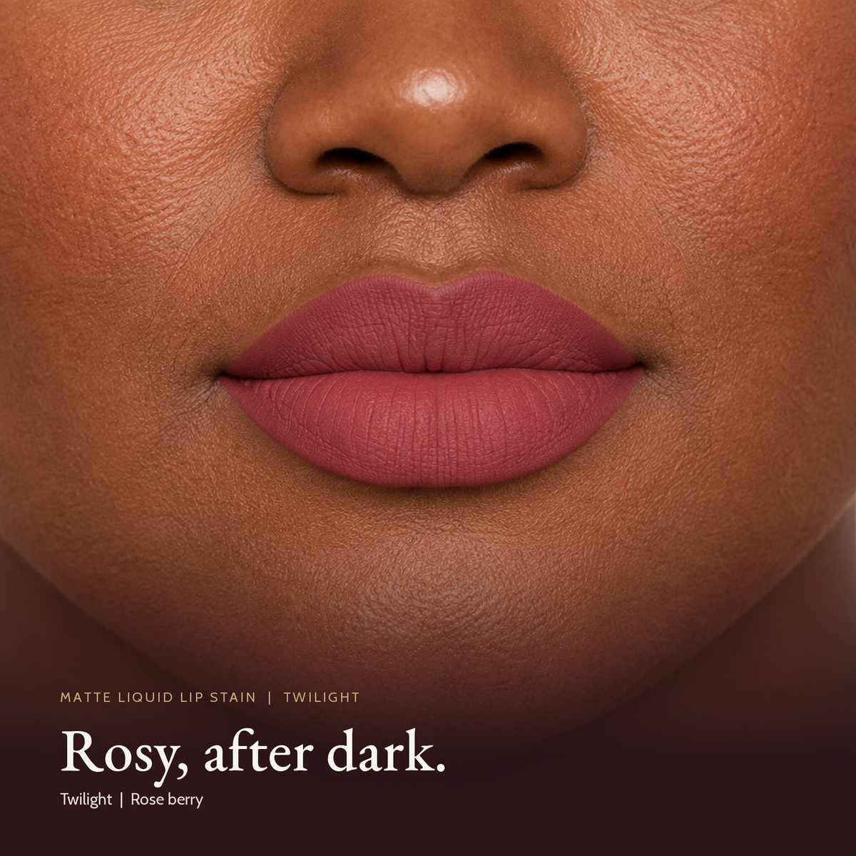 Model wearing Matte Liquid Lip Stain - Twilight