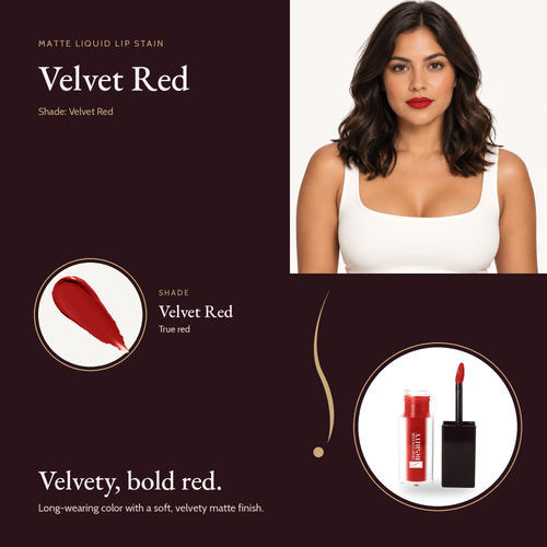 Matte Liquid Lip Stain - Velvet Red shade card