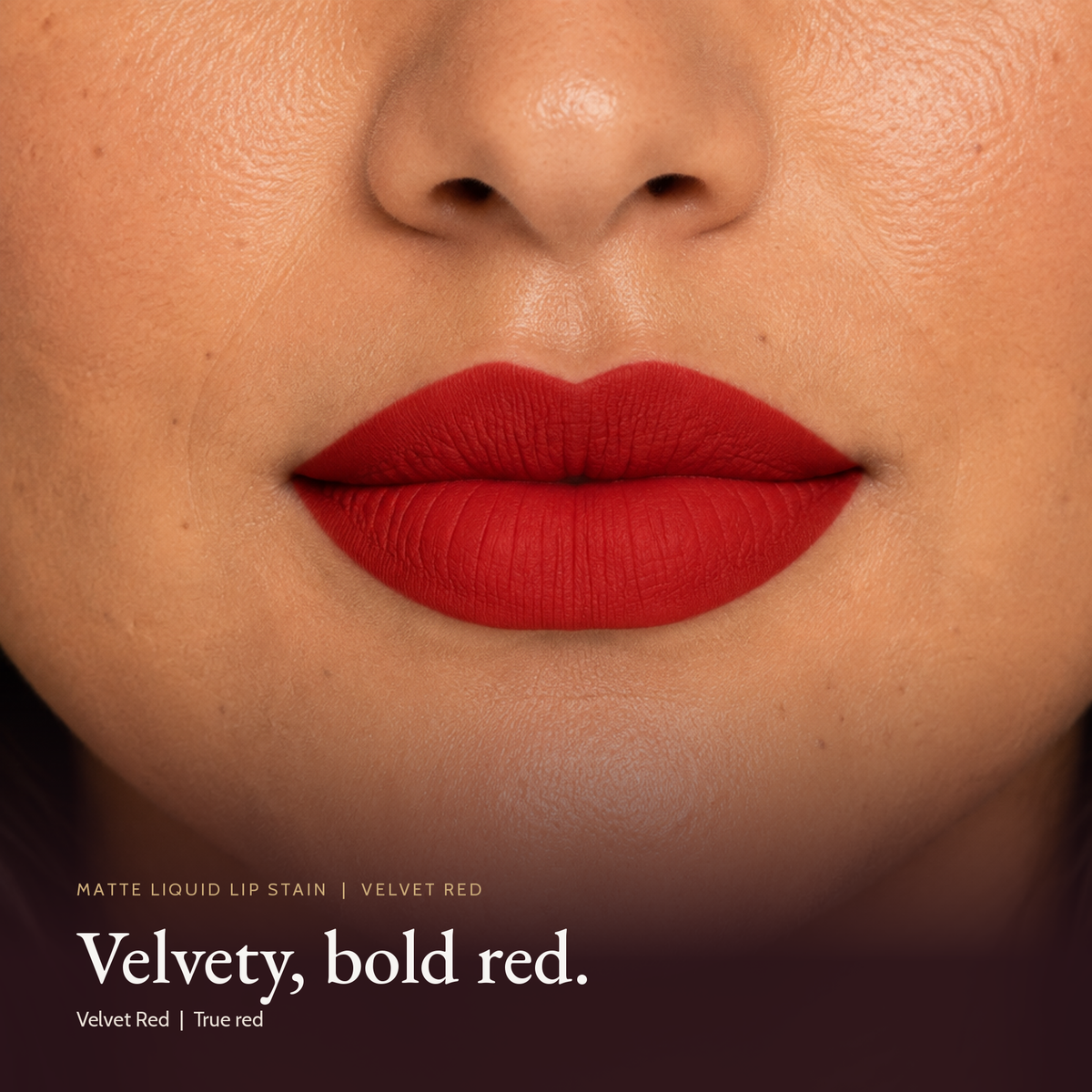 Model wearing Matte Liquid Lip Stain - Velvet Red