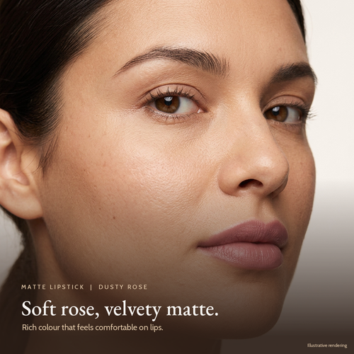 Matte Lipstick Dusty Rose, soft rose velvety matte lips