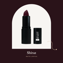 Matte Lipstick in Shiraz, a deep plum wine, with its black cap.