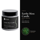 Earthy Moss Candle, 87 g / 3.06 oz, natural soy wax and cotton wick in a glass jar with black lid