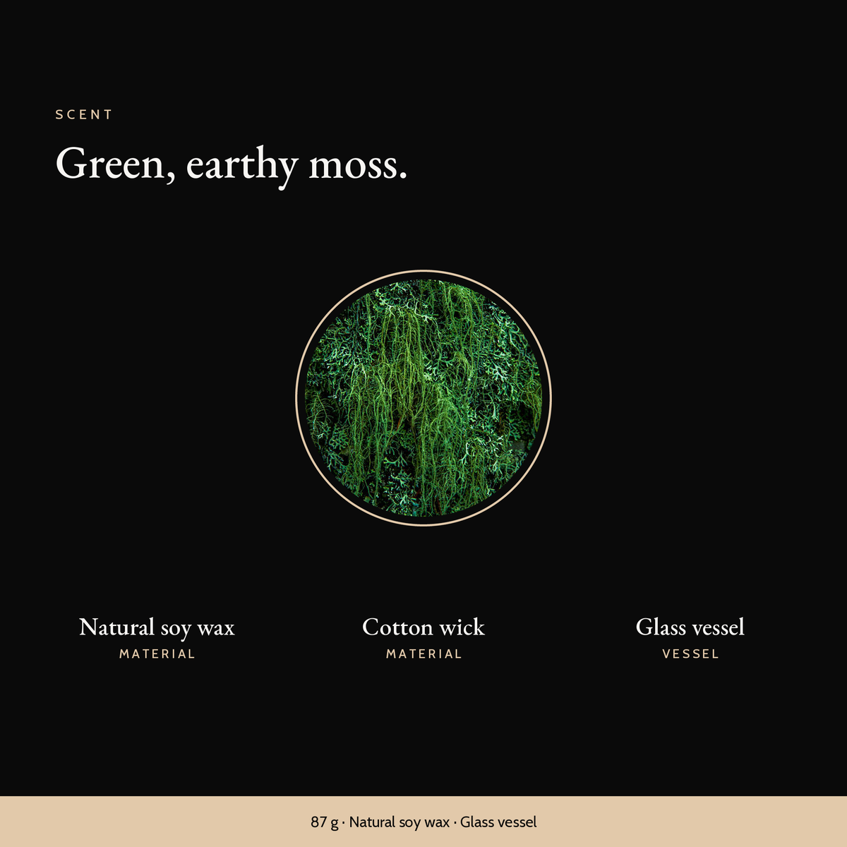 Forest moss in a circle, the scent of the Earthy Moss Candle