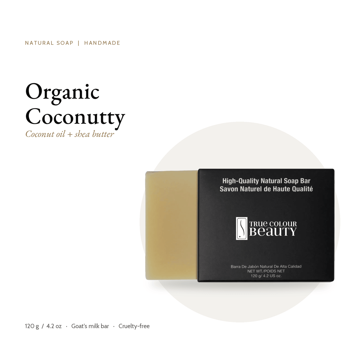 Organic Coconutty Natural Soap bar and box, 120 g