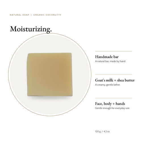 Organic Coconutty Natural Soap bar with key benefits
