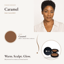 Powder Bronzer Caramel shade swatch with model