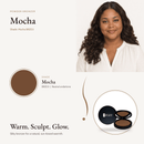 Powder Bronzer Mocha shade swatch with model