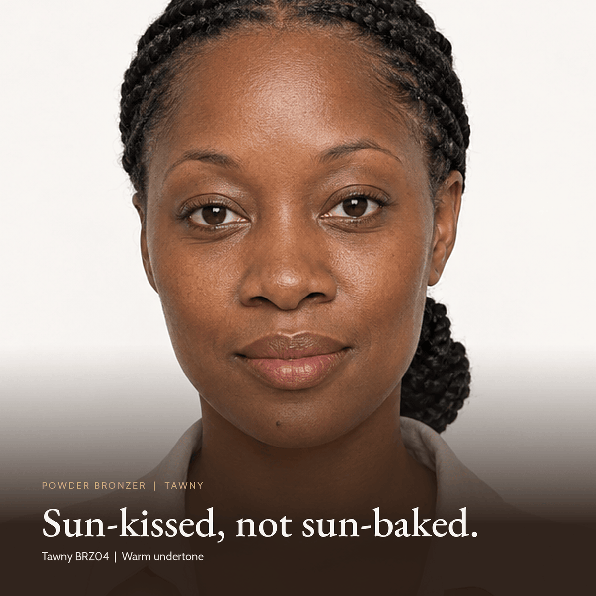 Close-up of model for Powder Bronzer in Tawny