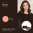 Pro Cheek Palette Blushy shade swatch with model