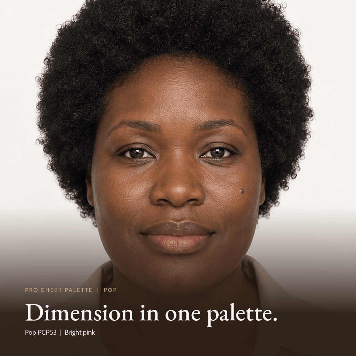 Close-up of model for Pro Cheek Palette in Pop