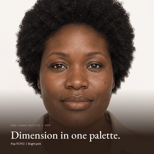 Close-up of model for Pro Cheek Palette in Pop