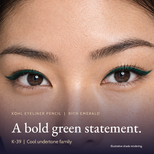 Model wearing Khol Eyeliner - Rich Emerald