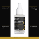 AHA Exfoliating Concentrate with four benefits: 10% lactic acid, 1% hyaluronic acid, brighter, fresher look, for all skin types