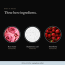 Three hero ingredients in pH Balance Hydrating Toner: rose water, hyaluronic acid, strawberry