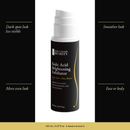 Kojic Acid Brightening Exfoliator with four benefits: dark spots look less visible, smoother look, more even look, face or body