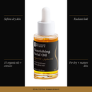 Nourishing Facial Oil with four benefits: softens dry skin, radiant look, 11 organic oils + extracts, for dry + mature skin