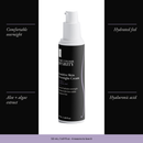 Sensitive Skin Overnight Cream with four benefits: comfortable overnight, hydrated feel, aloe + algae extract, hyaluronic acid